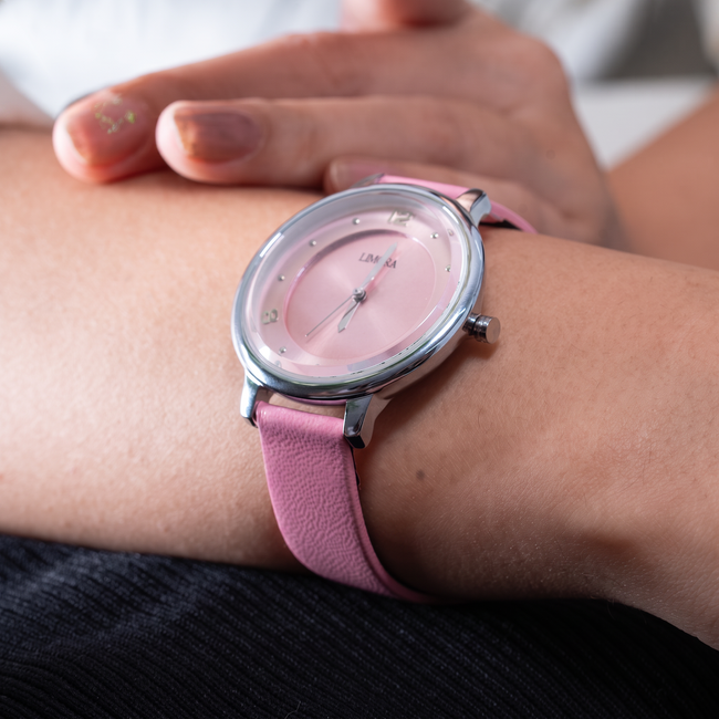 Limora Rose Blush Pink Dial Leather Strap Women's Watch