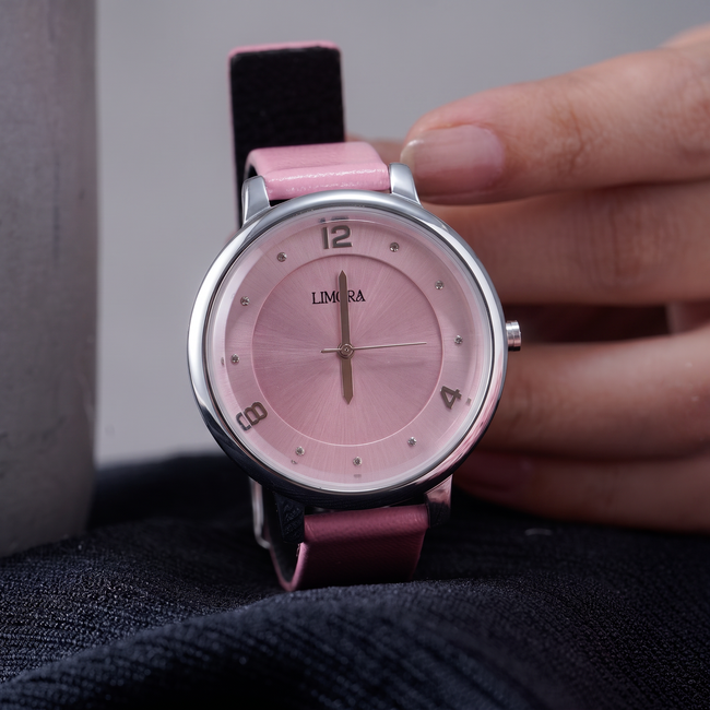 Limora Rose Blush Pink Dial Leather Strap Women's Watch