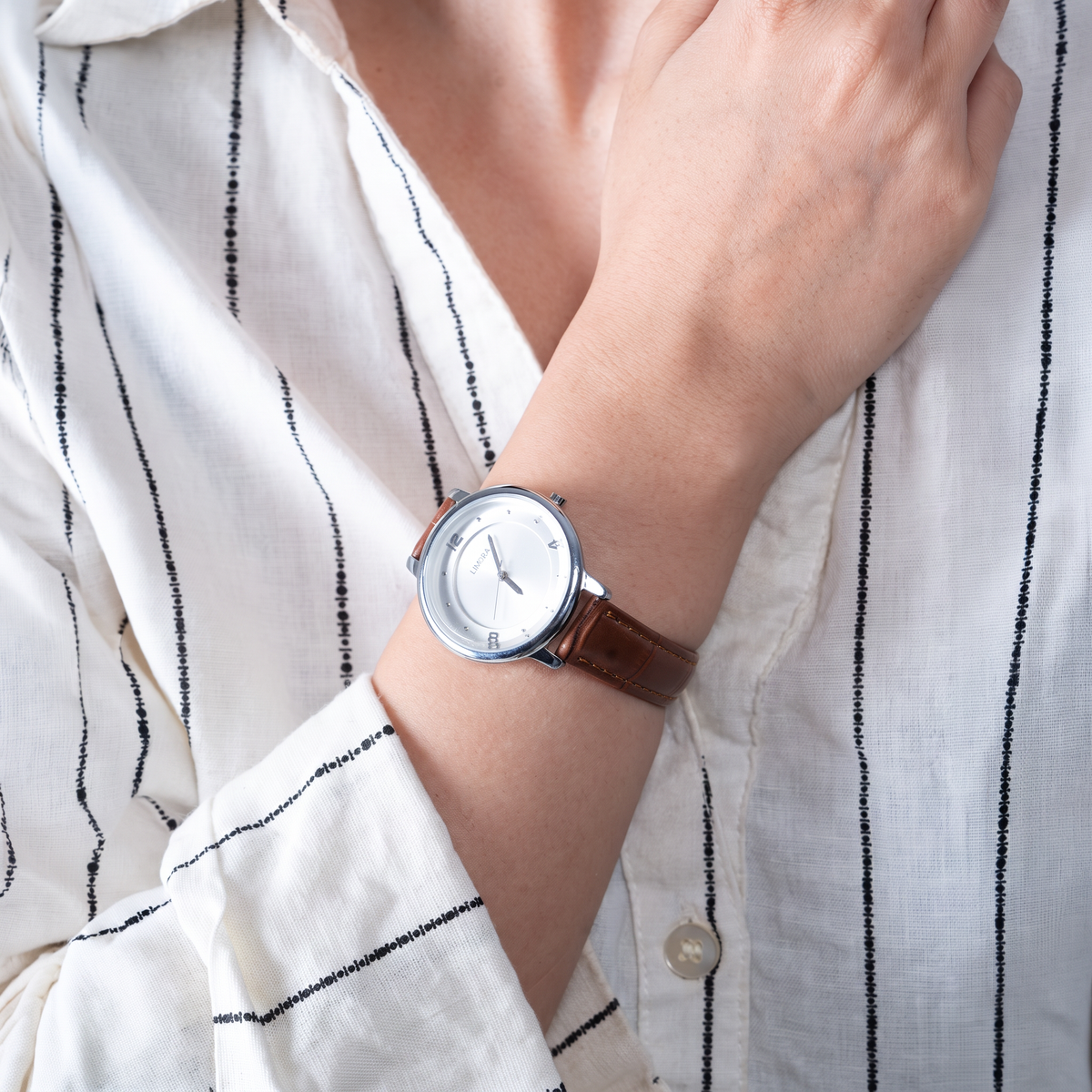 Limora Classic Drift Silver Dial Brown Leather Watch