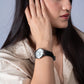 Limora Noir Classic Black Leather Roman Dial Watch