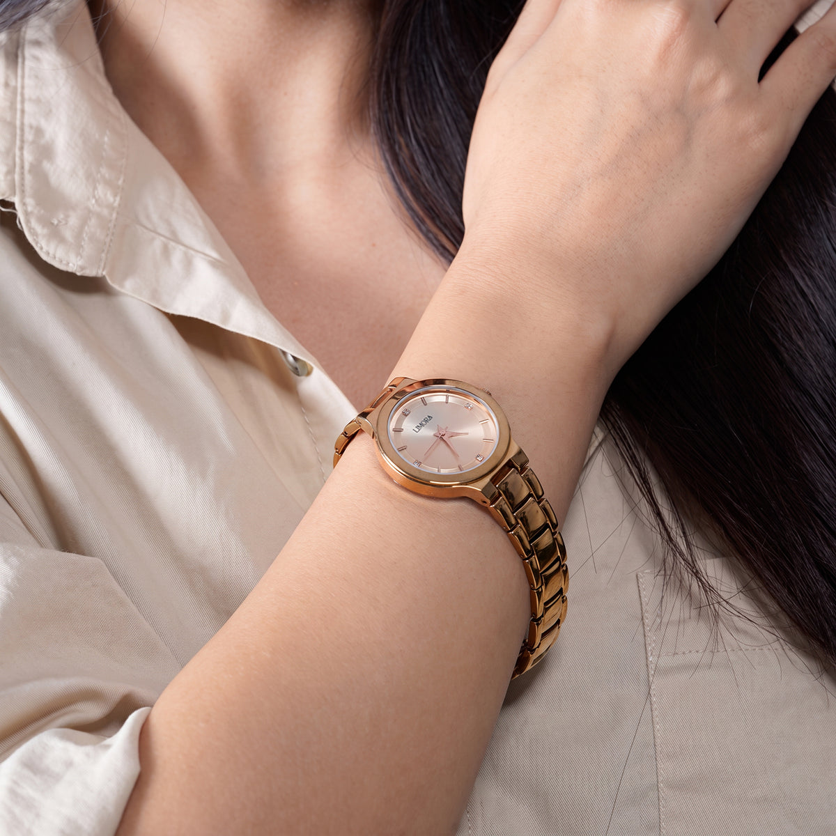Limora Rose Gold Grace Elegant Stainless Steel Women's Watch